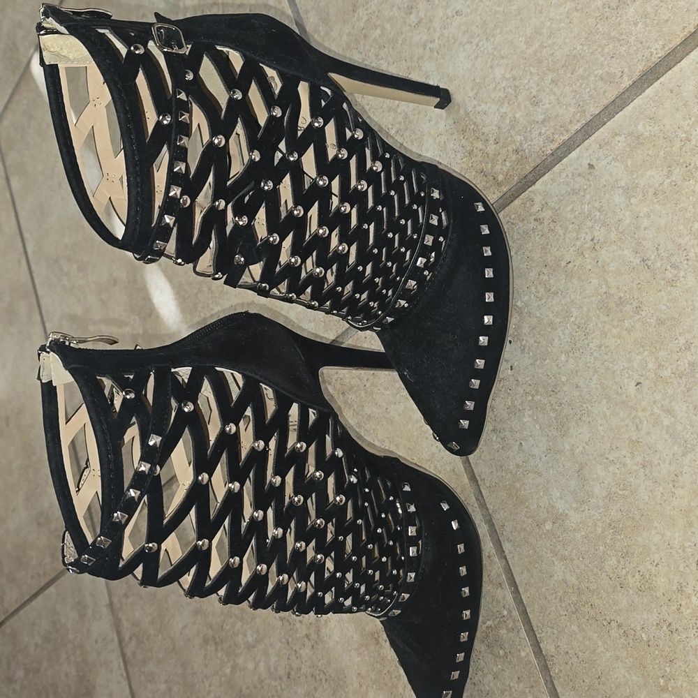 Black Studded Women's Heels